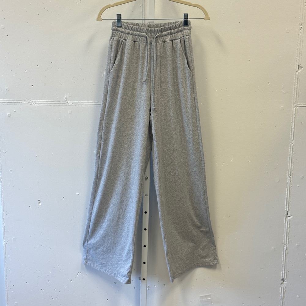 Karin Mathhews Gray Wide Leg Sweatpants Drawstring Waist Lounge Pants Small Soft